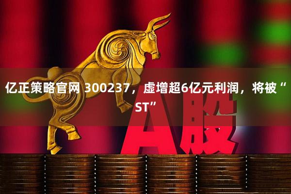 亿正策略官网 300237，虚增超6亿元利润，将被“ST”